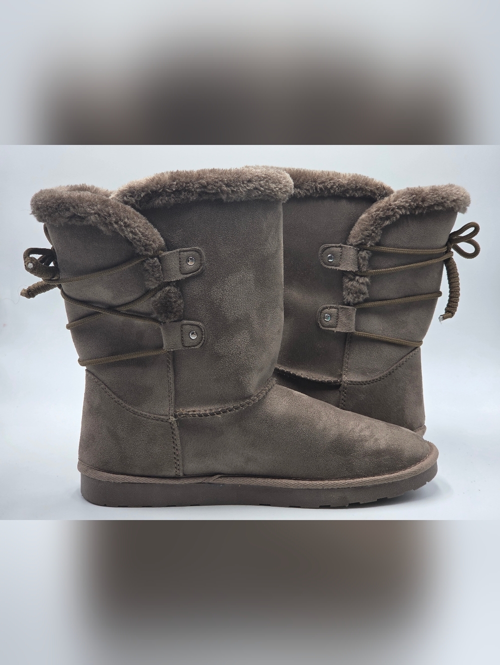 POP suede fur lined ankle boots woman size 10